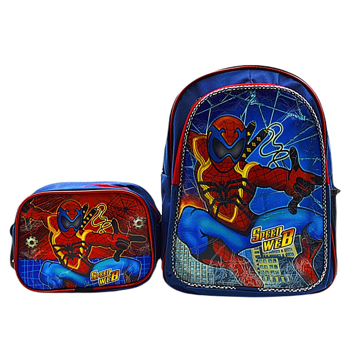 Gen-Of 2 Bölmeli Spider Man Okul Sırt Çantası Ve Beslenme Çantası Lacivert KOD:1309