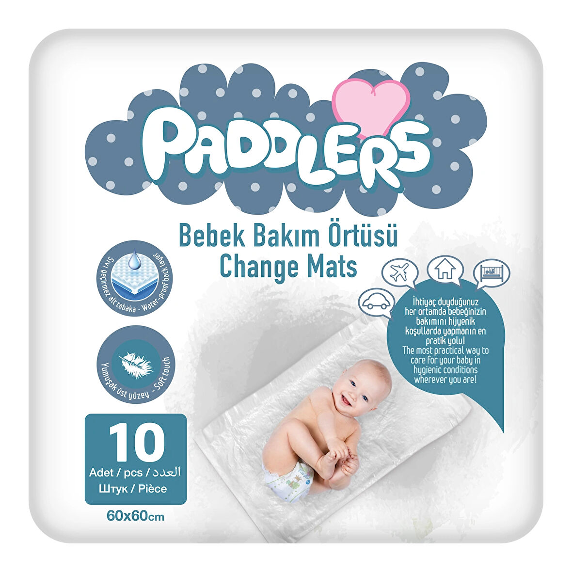 Paddlers Bebek Bakım Örtüsü 10'lu 60X60