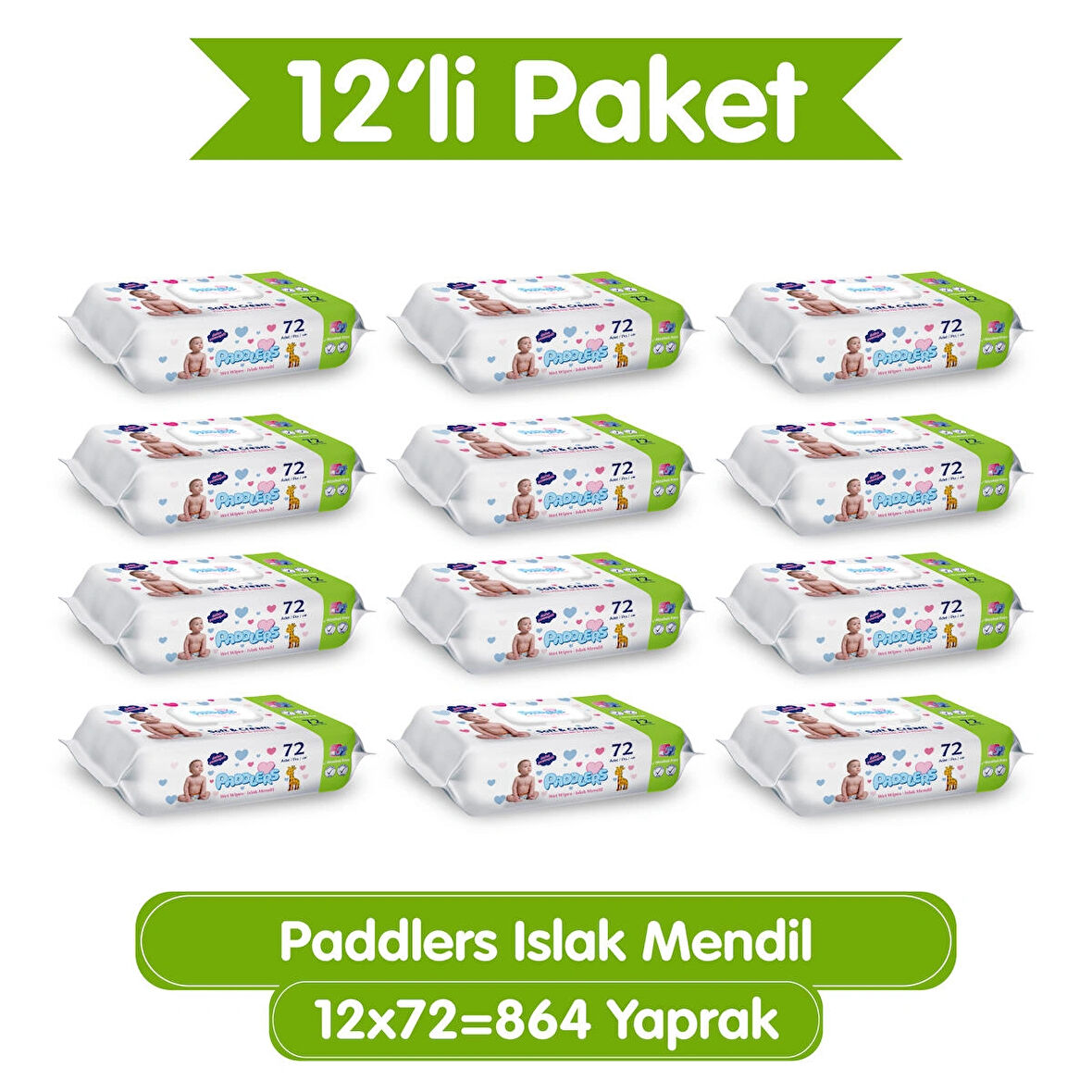 Paddlers Islak Mendil 72 x 12 li Koli(864 Yaprak)