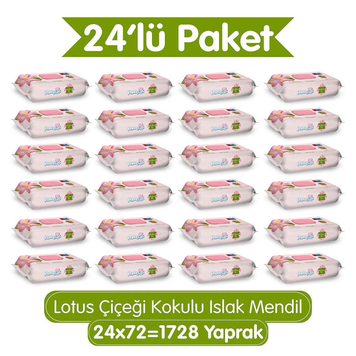 Paddlers Lotus Çiçeği Kokulu Islak Mendil 24x72 li Koli (1728 Yaprak)
