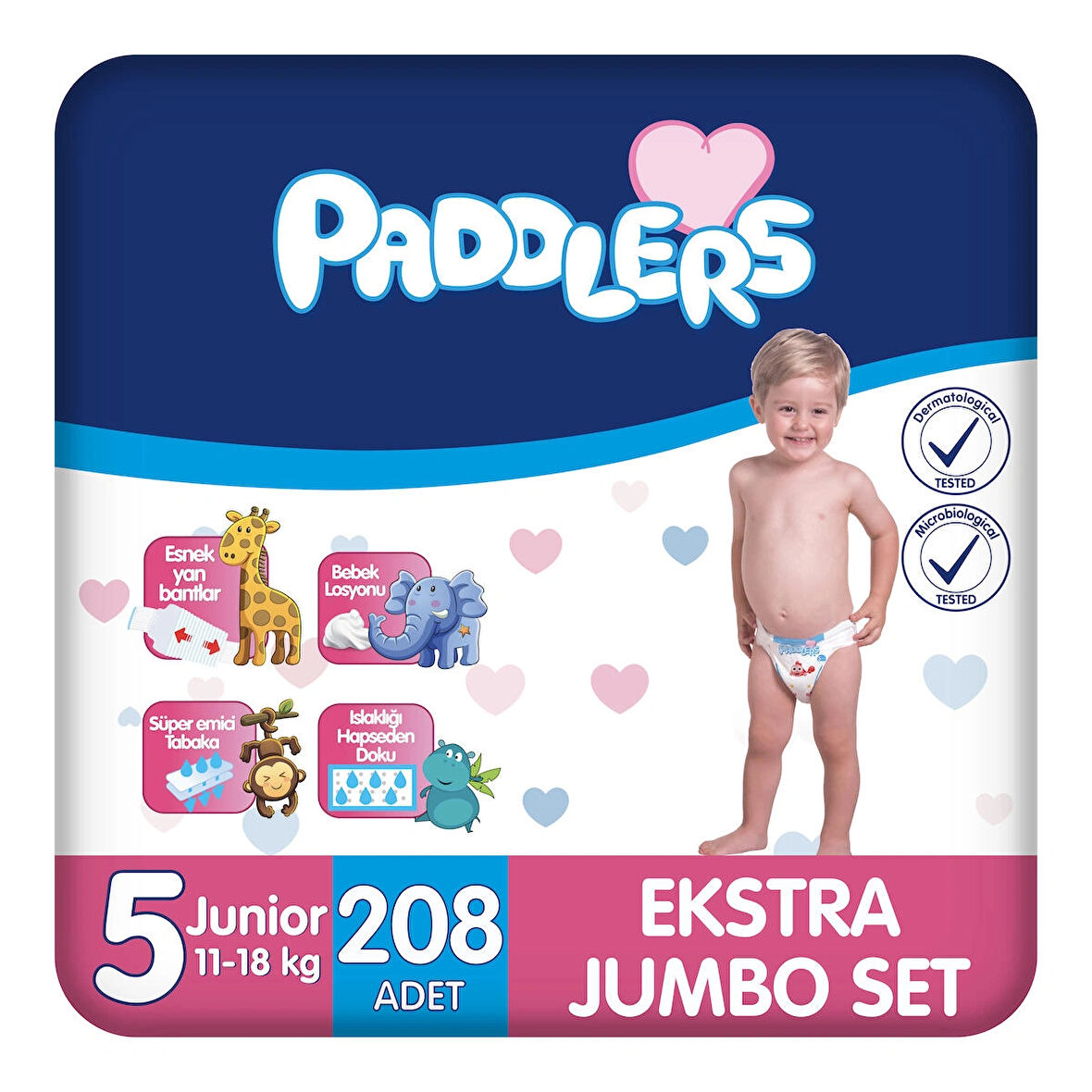 Paddlers Bebek Bezi 5 Numara Junior 208 Adet (11-18 Kg) Ekstra Jumbo Set