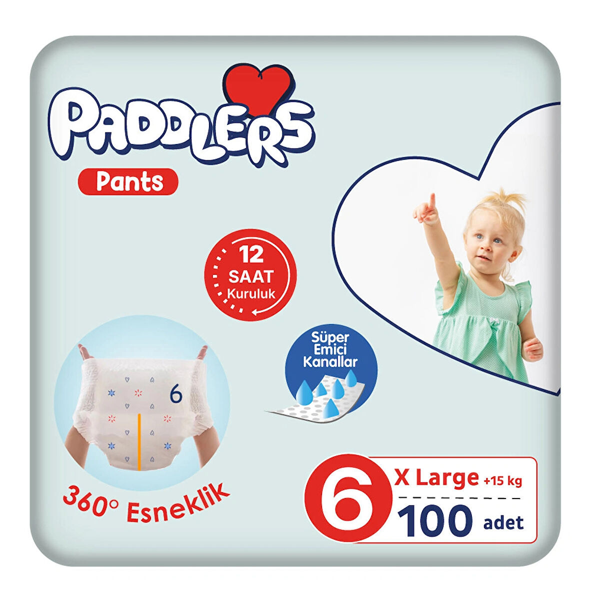 Paddlers Külot Bebek Bezi 6 Numara X-Large 100 Adet (15+Kg) Ekstra Aylık Paket
