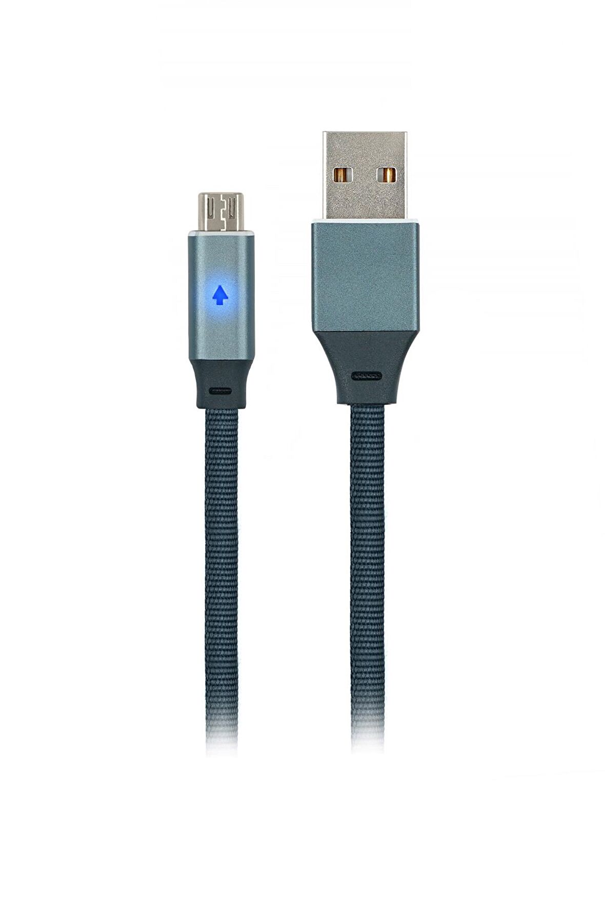 MF Product Jettpower 0019 Metal Başlıklı Örgülü 2.4A LED Göstergeli Micro USB Hızlı Şarj Kablosu 1.2 m Gri