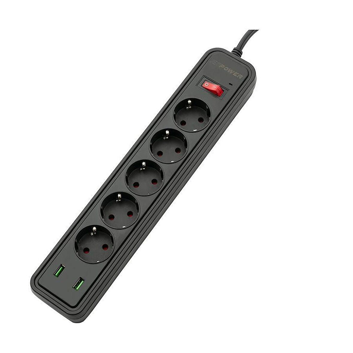 MF Product 0368 Uzatma Kablosu 5 Socket 2 Usb Siyah