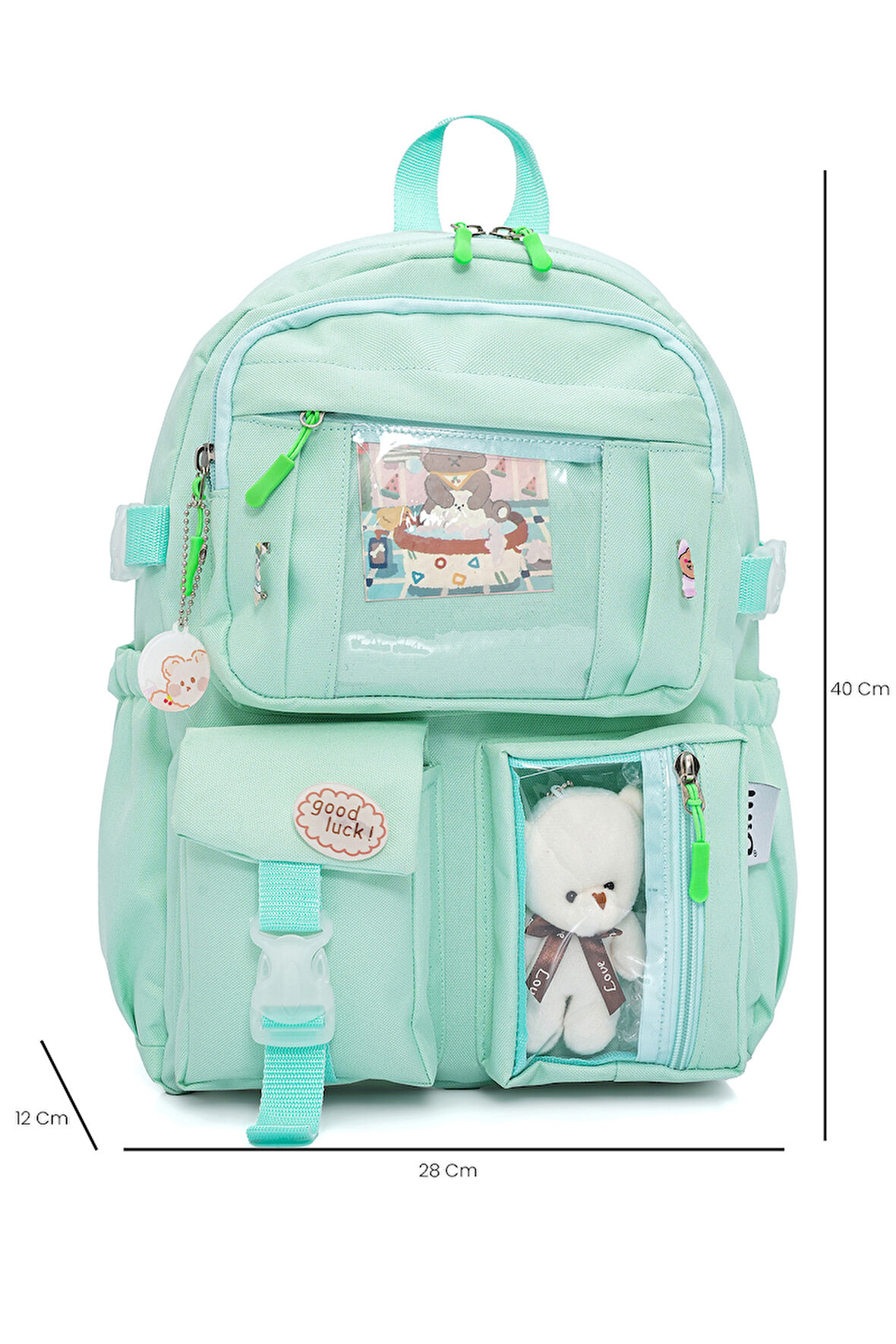 Wia Kawaii Kore Tarzı Ayıcıklı İlkokul ve Beslenme Çantası