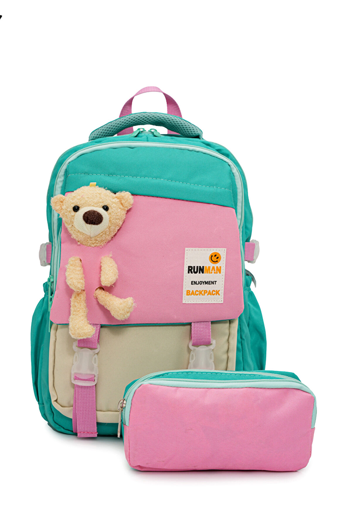 Peluş Ayıcık Detaylı Kız Çocuk İlkokul Çanta Seti