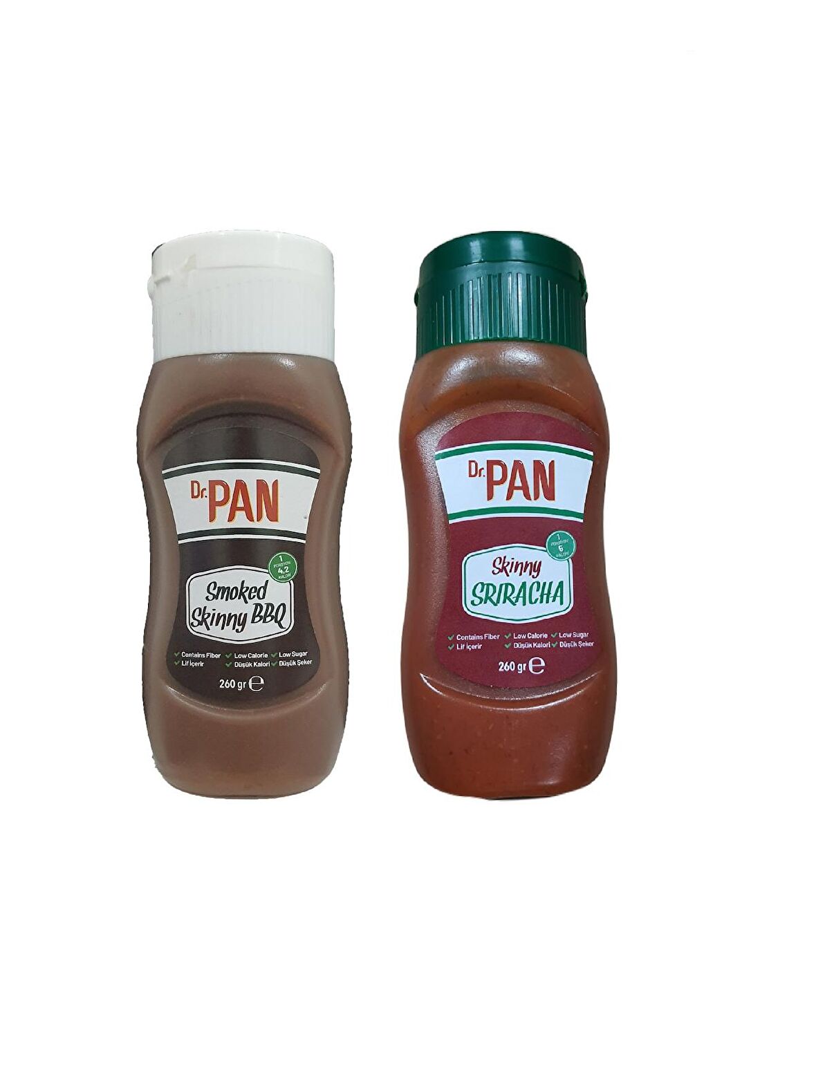 Dr. Pan 2'li Şekersiz Sos Paketi BBQ ve Sriracha Sosu 260 gr X 2 Adet Şekeriz Düşük Kalorili