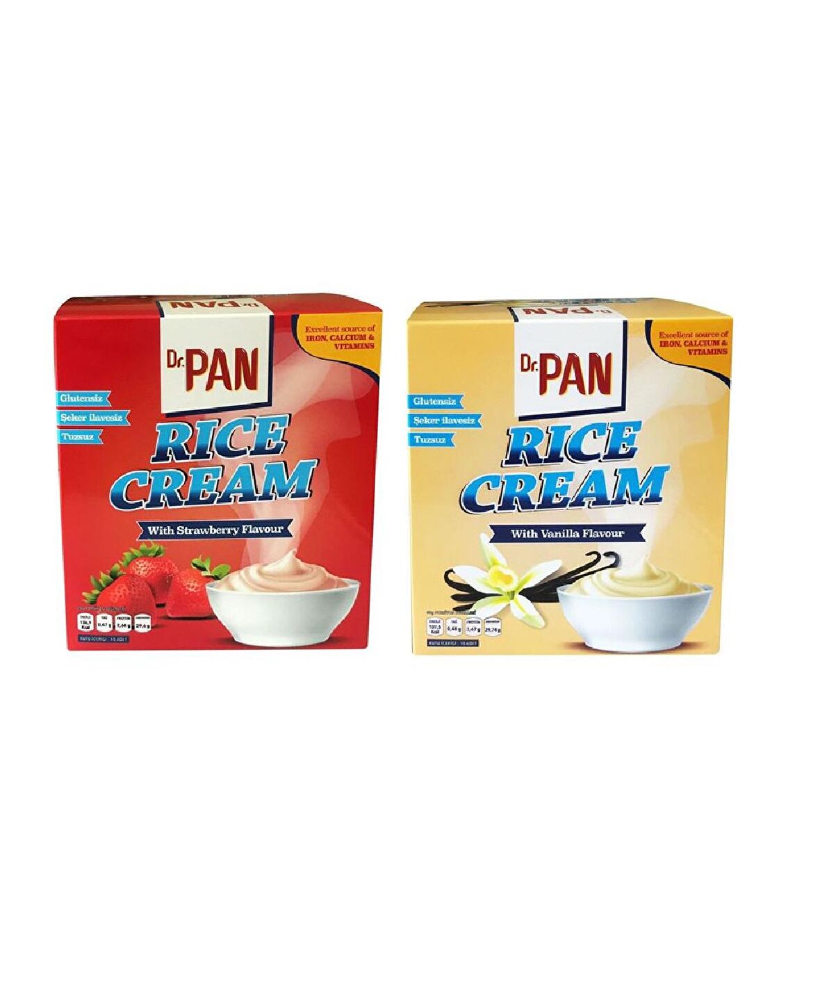 Dr.Pan 2'li Pirinç Kreması 400g 2 Adet Rice Cream - Çilek ve Vanilya Aromalı