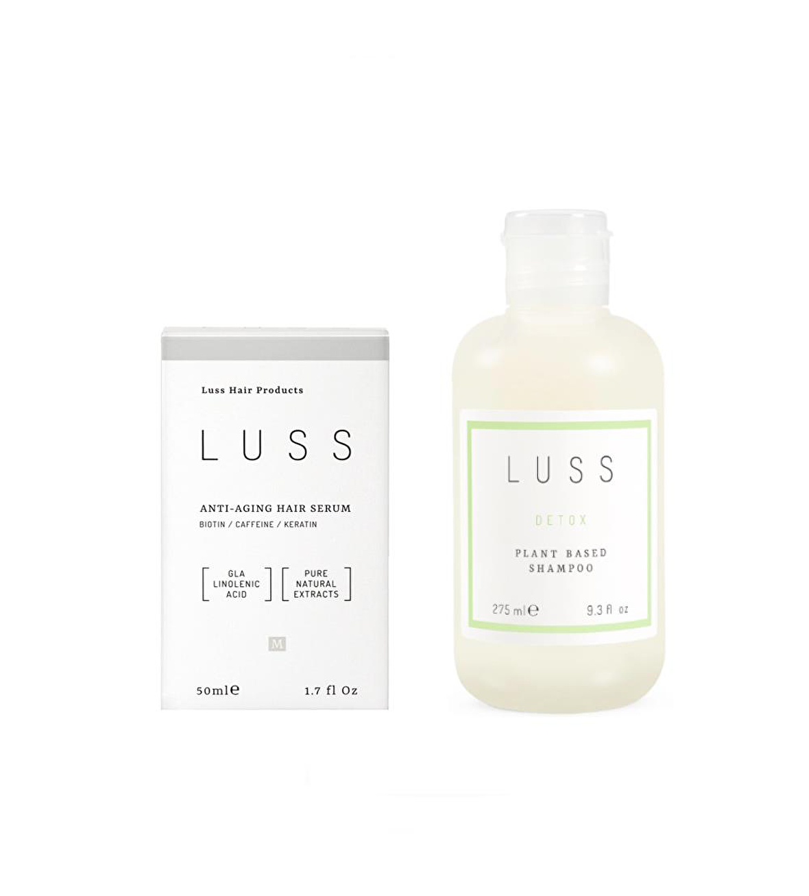 LUSS Detox Plant Based Shampoo ve Luss Saç Yoğunlaştırıcı, Anti Aging, Dökülme Karşıtı 2'li Set