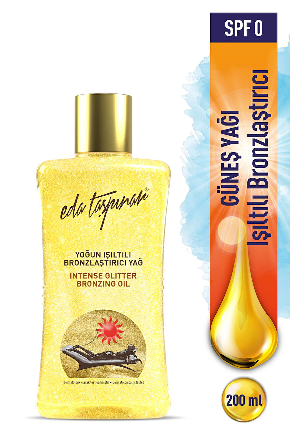 Eda Taşpınar Yoğun Bronzlaştırıcı Işıltılı Simli Yağ - 200 ML