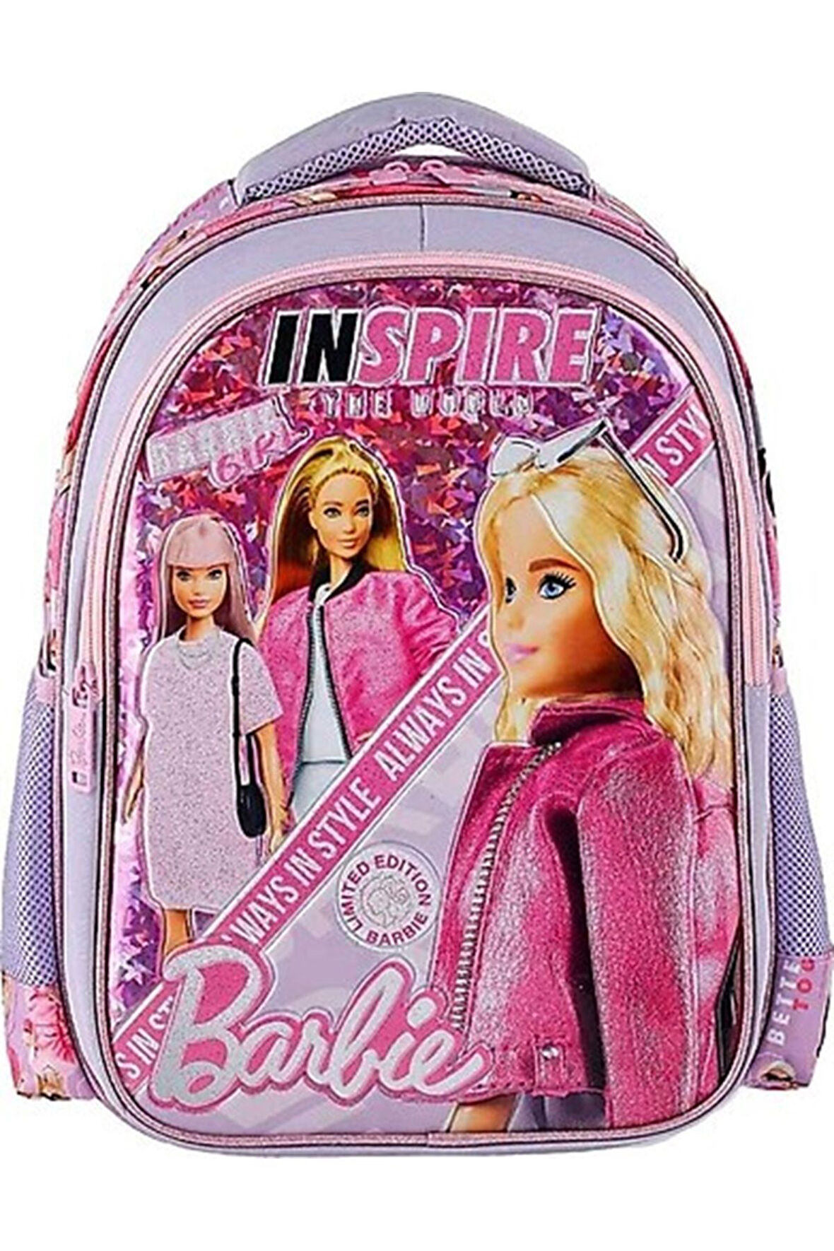 Frocx Lisanslı Pembe Lila Barbie Loft Inspire Kız Çocuk Ilkokul Çantası 33 X 41 X 15cm