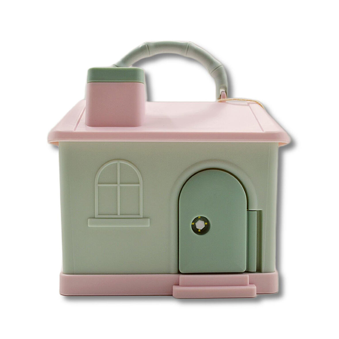 Linea Kilitli Plastik Ev Şekilli Kumbara (3438) Pembe-Yeşil