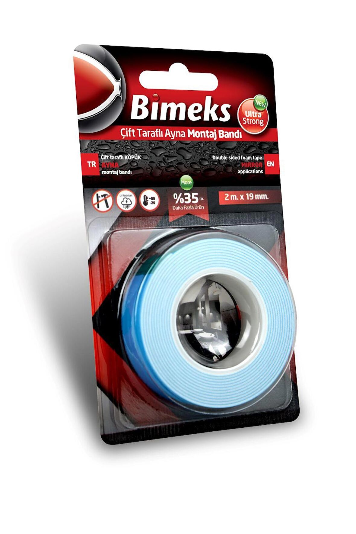 Bimeks Çift Taraflı Extra Güçlü Köpük Ayna Montaj Bandı 10 mt X 25 mm