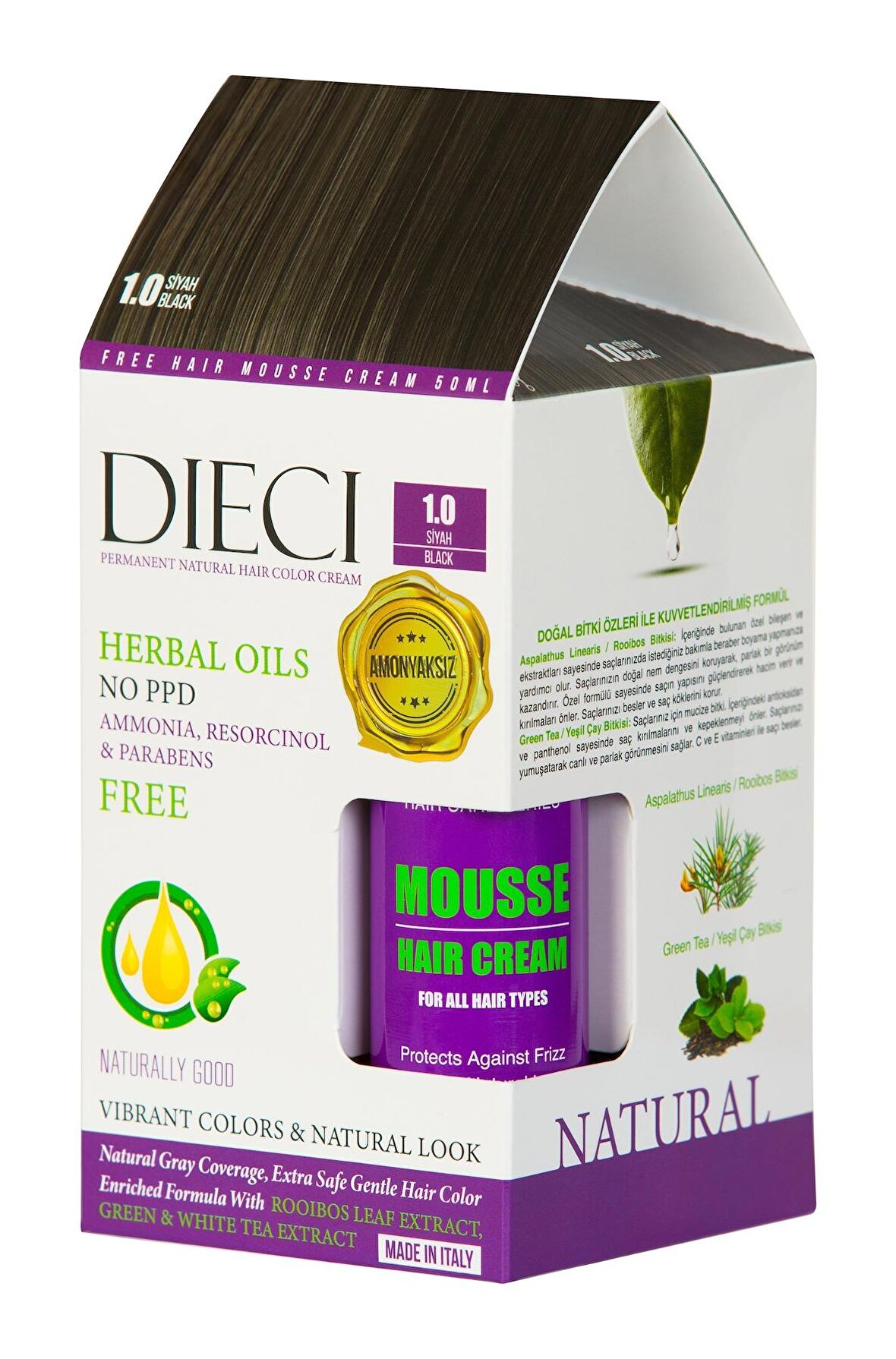 Dıecı Herbal Oıls Amonyaksız Kit Saç Boyası 1.0 Siyah