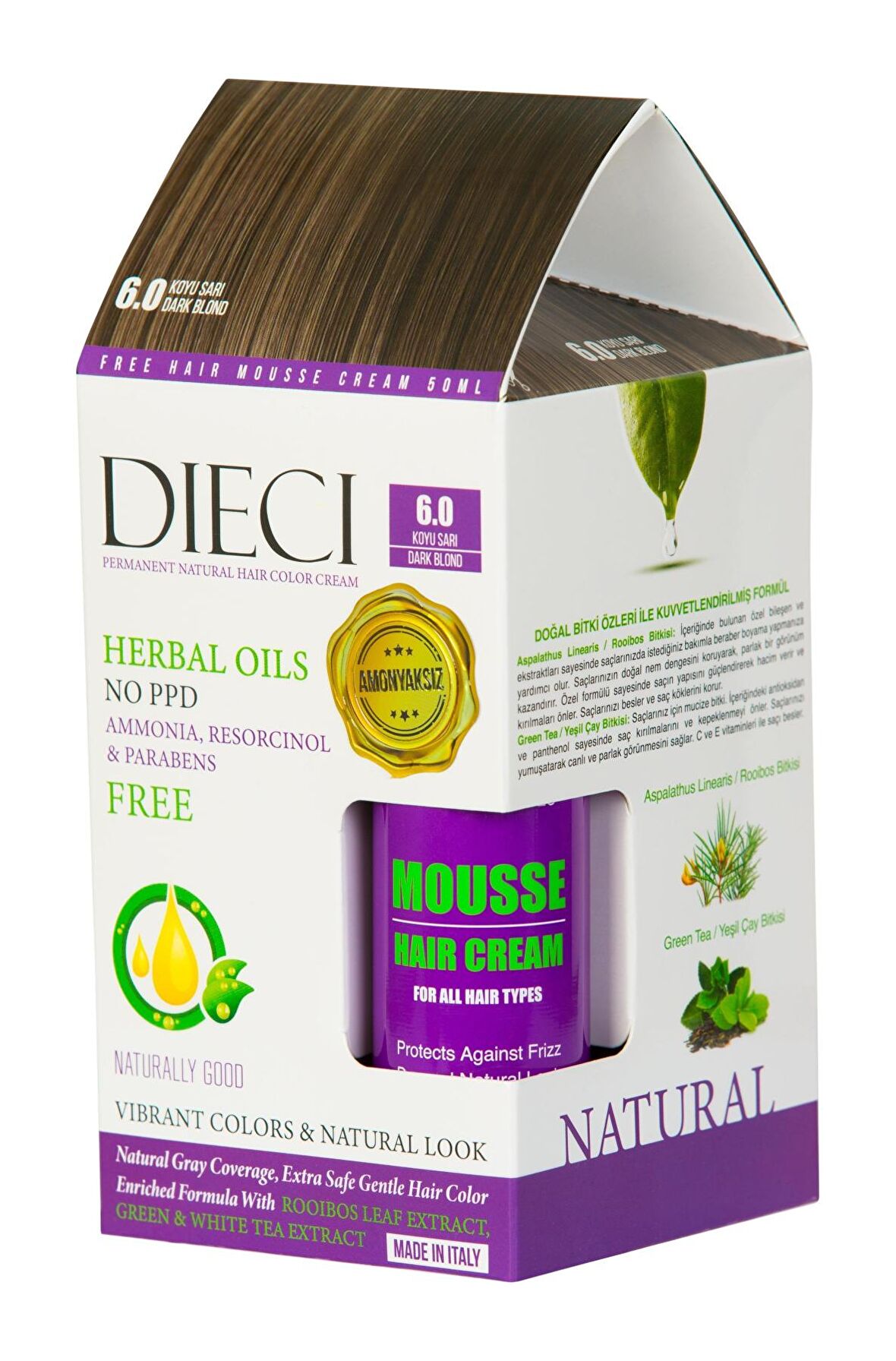 Dıecı Herbal Oıls Amonyaksız Kit Saç Boyası 6.0 Koyu Sarı