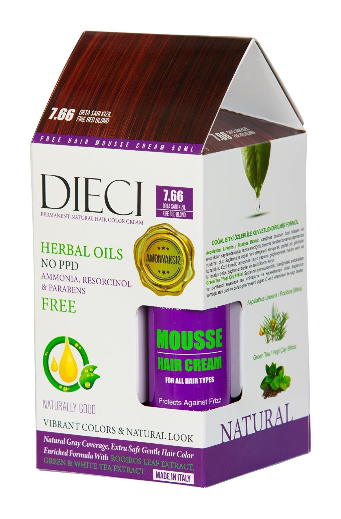 Dıecı Herbal Oıls Amonyaksız Kit Saç Boyası 7.66 Orta Sarı Kızıl