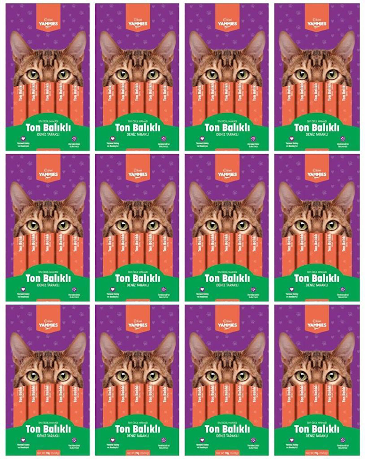 Kiwi Yammies Ton Balıklı Deniz Taraklı Sıvı Kedi Ödül Maması*12 Paket