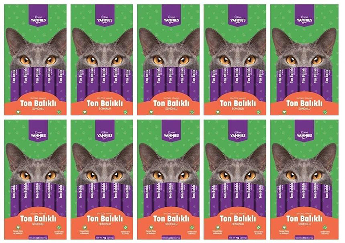 Kiwi Pets Kycc-50352 Yammies Ton Balıklı - Somonlu Sıvı Kedi Ödül Maması*10 Paket