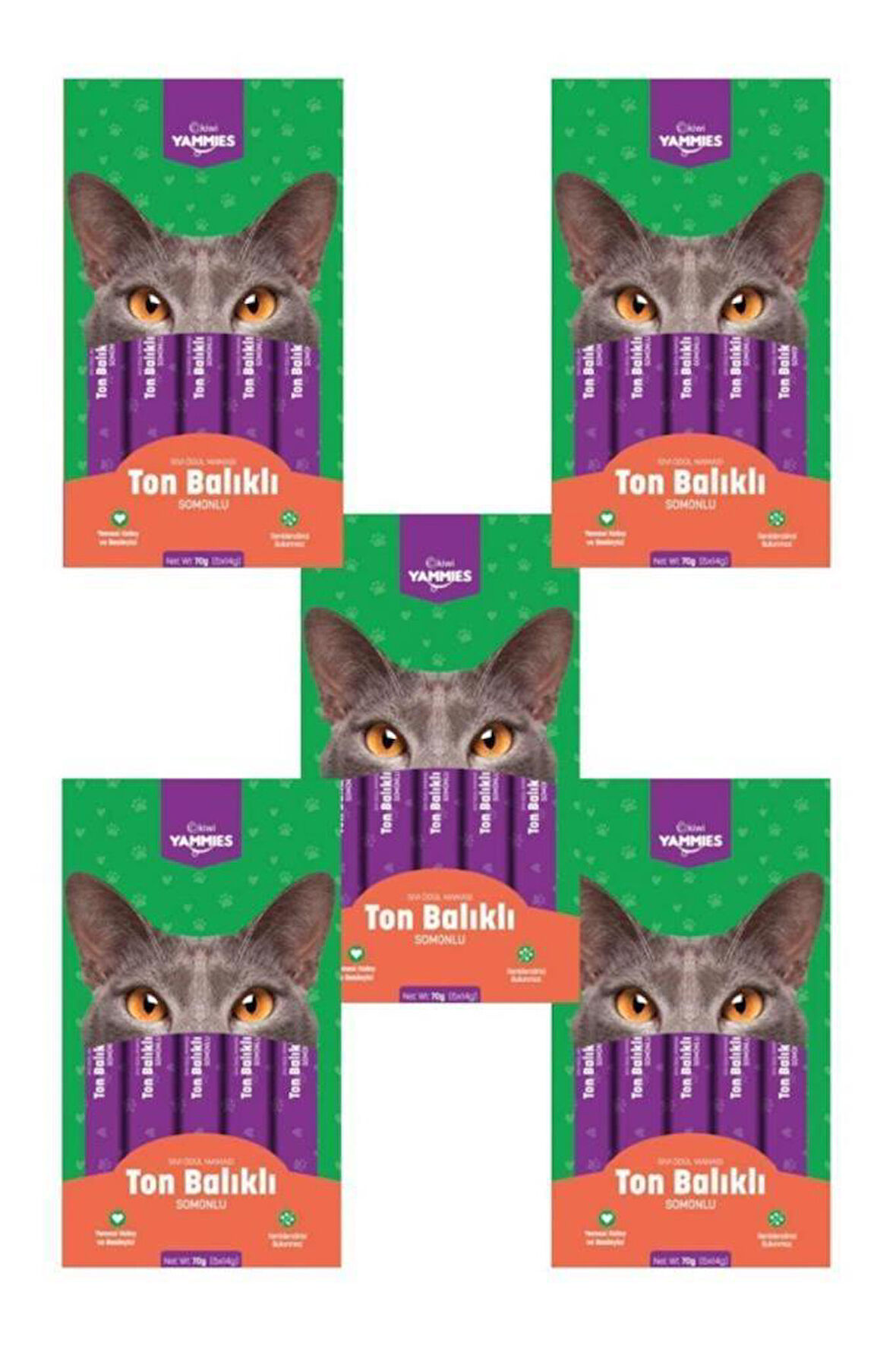 Kiwi Yammies 5x14 gr 5 Paket Ton Balıklı Somonlu Sıvı Ödül Maması