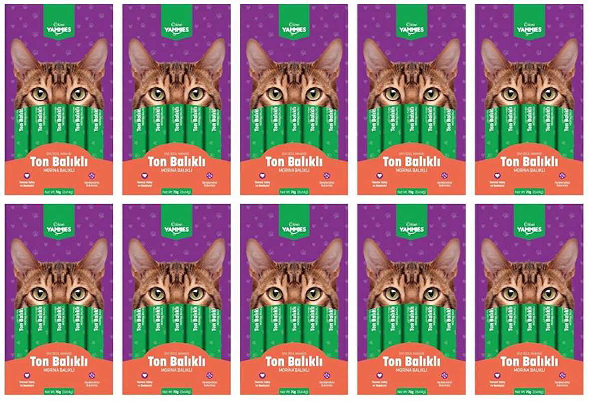 Kiwi Yammies Ton Balıklı Morina Balıklı Sıvı Kedi Ödül Maması*10 Paket