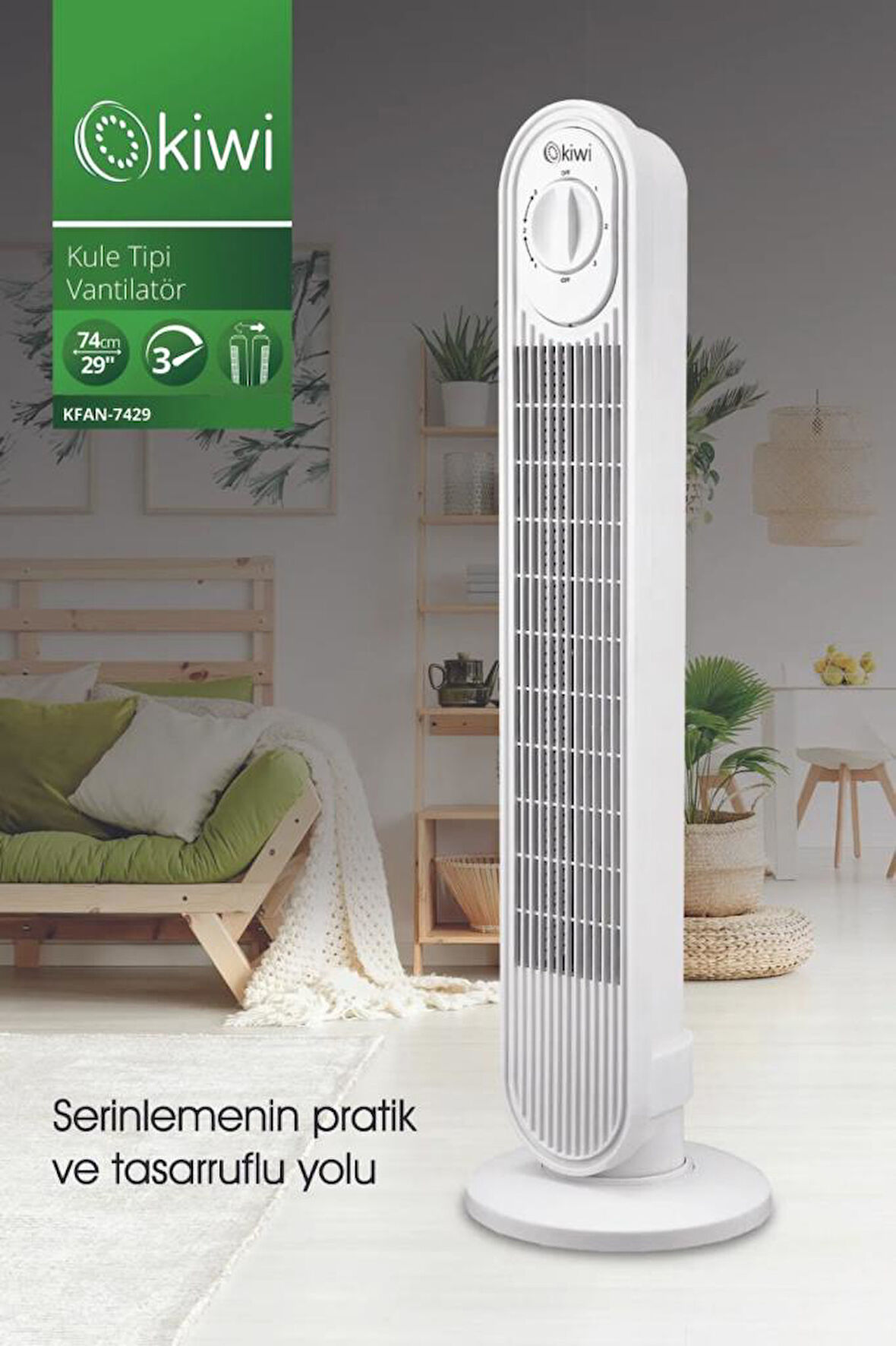 KİWİ KFAN-7429 Kule Tipi Vantilatör