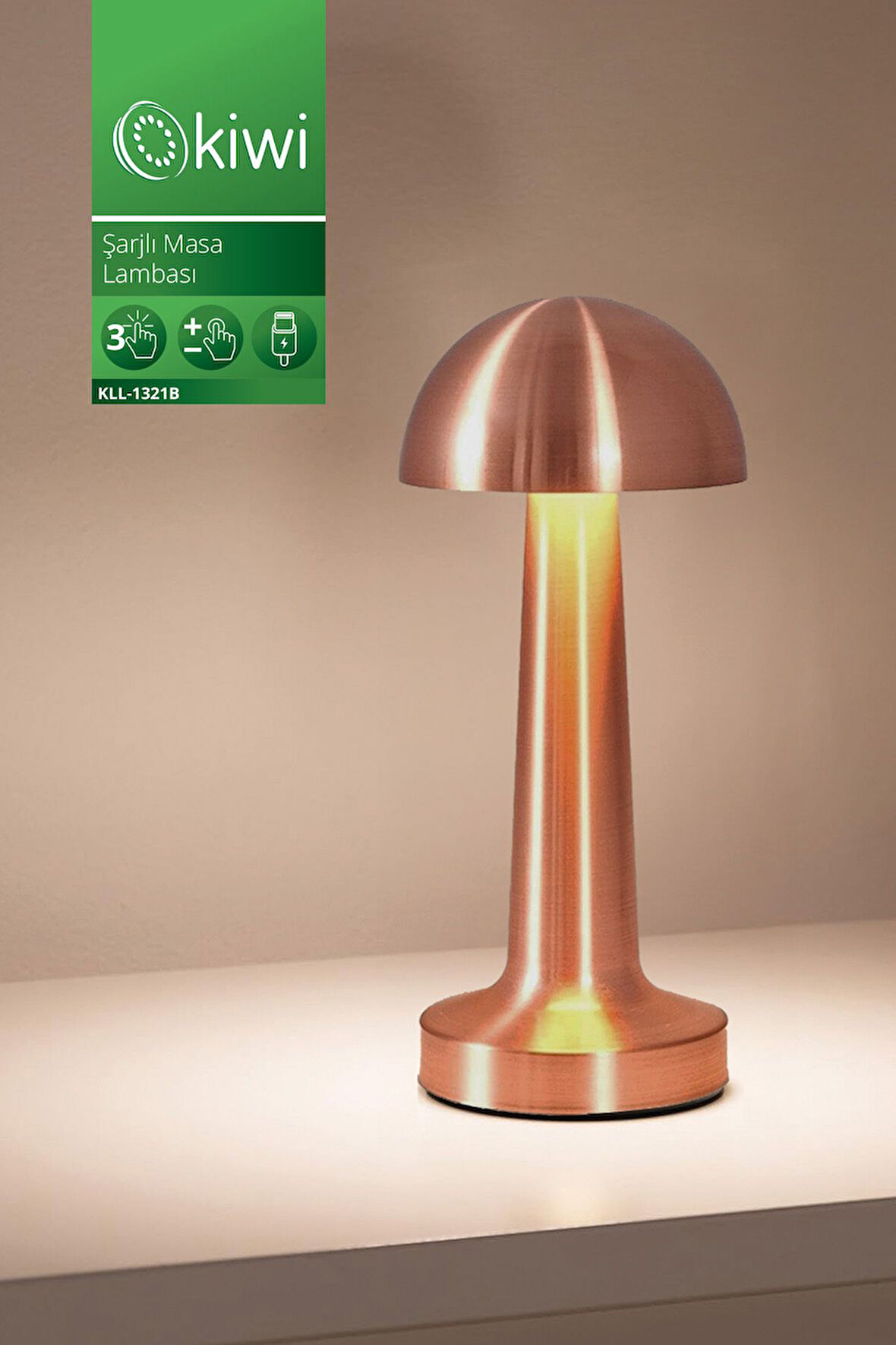 Kll-1321 Şarjlı Masa Lambası | Dokunmatik Kontrollü, 3 Işık Renk Seçeneği, Dimmer Özellikli
