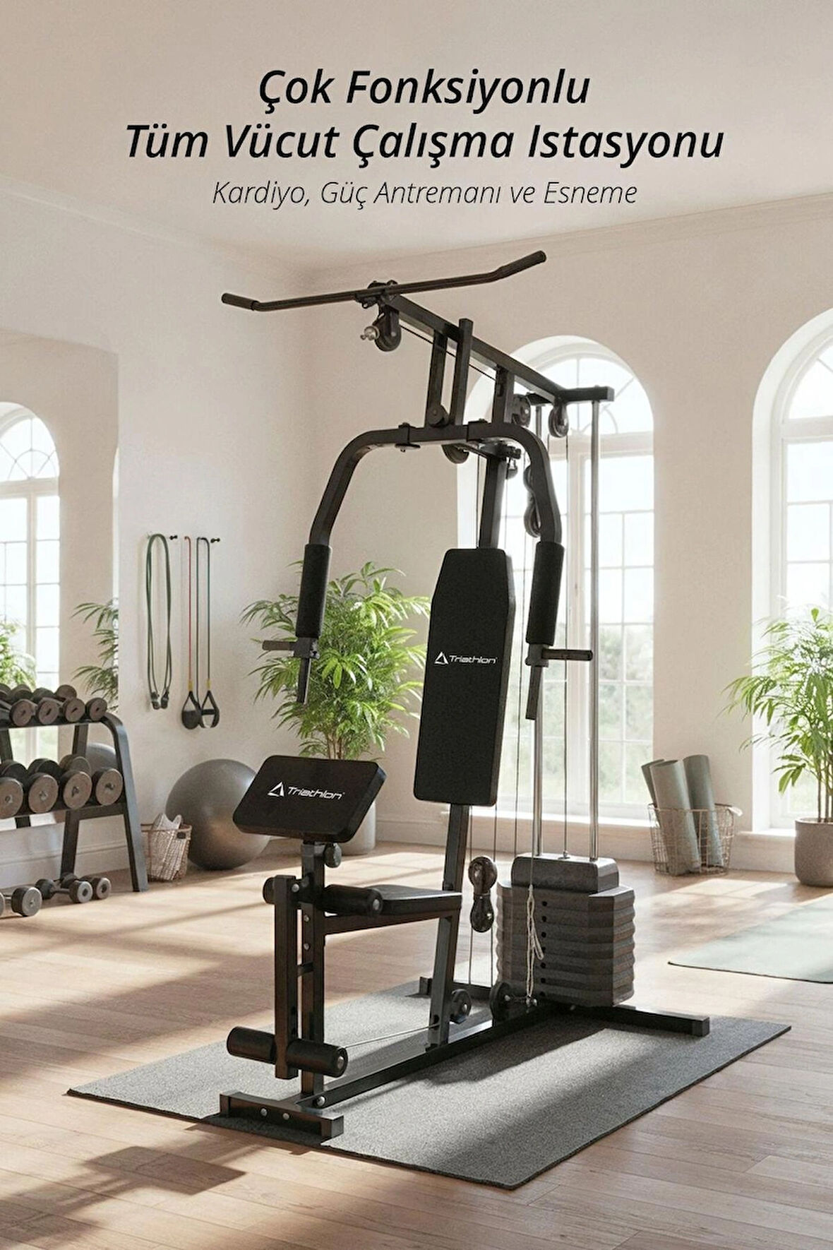 T-221 Çok Fonksiyonlu Tüm Vücut Çalışma Istasyonu / 45 Kg Ağırlık Plakası / Kardiyo - Güç - Esneme