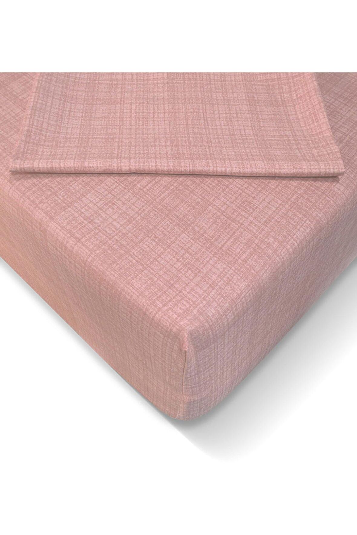 Ranforce 180*200 cm Lastikli Çarşaf Seti Pudra-180x200