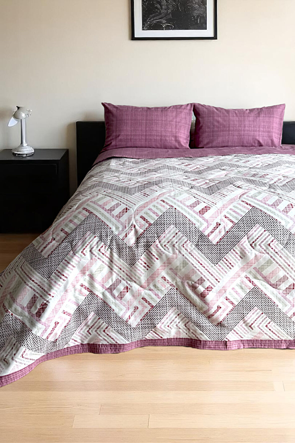 Alla Turca Tek Kişilik Yazlık Uyku Seti | Düz Çarşaflı | Nova Gül Kurusu