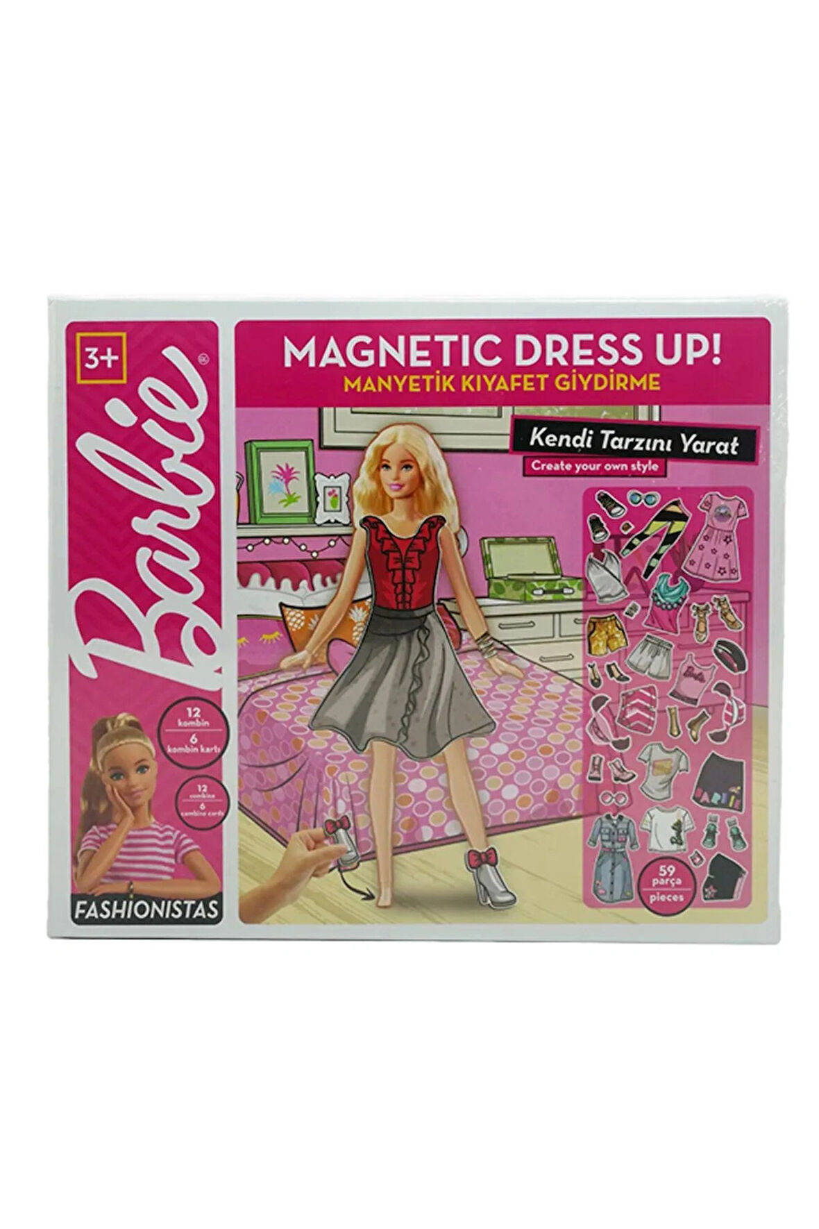 GOKIDY BARBİE  MAGNETIC DRESS UP MANYETİK KIYAFET GİYDİRME 59 PARÇA 12 KOMBİN