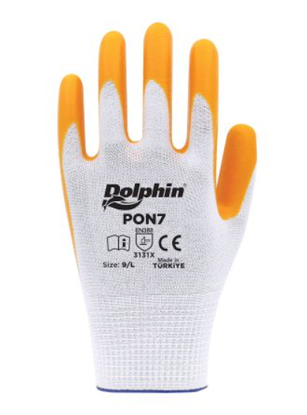 Dolphin PON7 Beyaz/Sarı Nitril Polyester İş Eldiveni