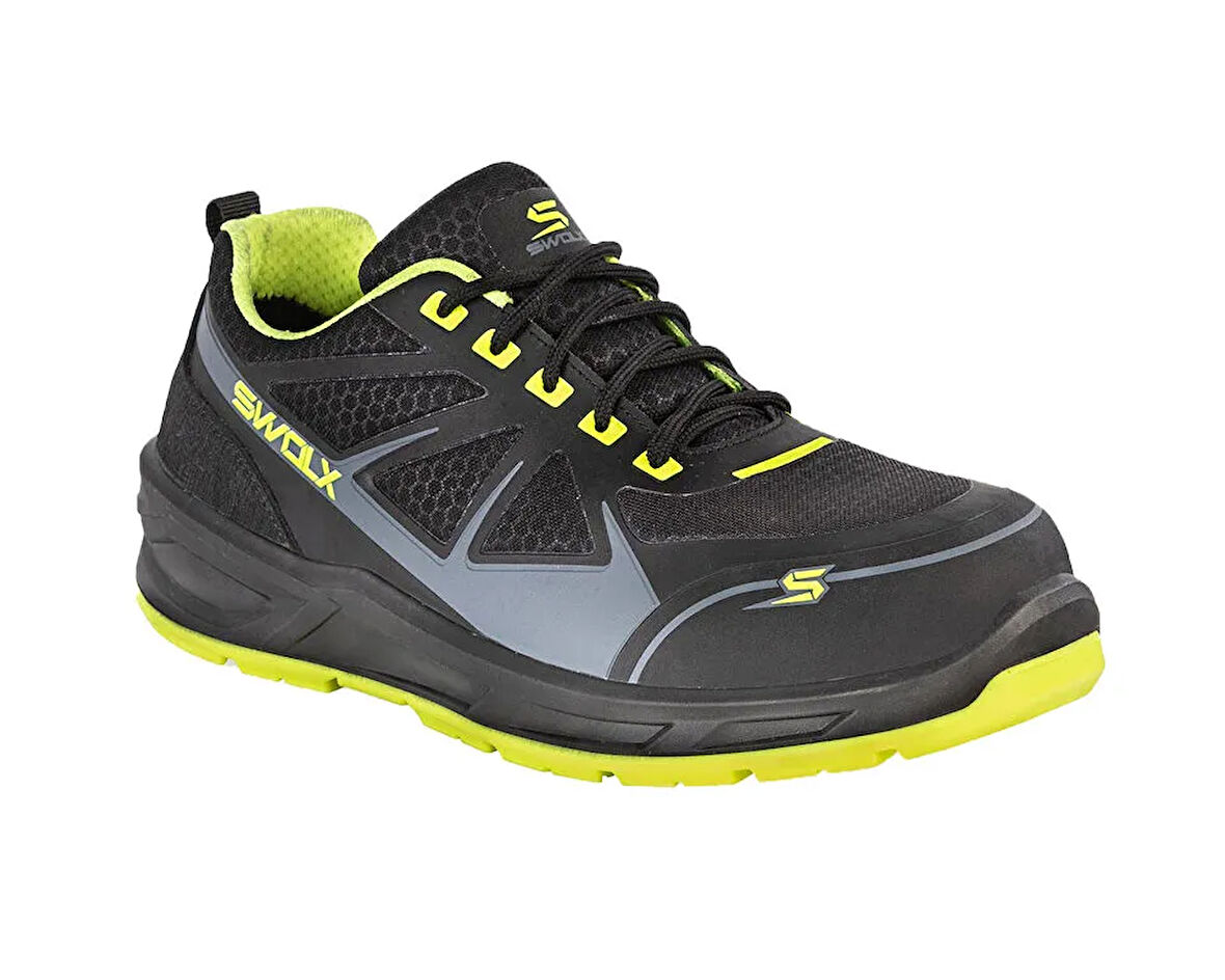 Swolx Tekstil Laminasyonlu Microfiber-S3 Unisex İş Güvenliği Ayakkabısı SPORT-XR-200 Siyah