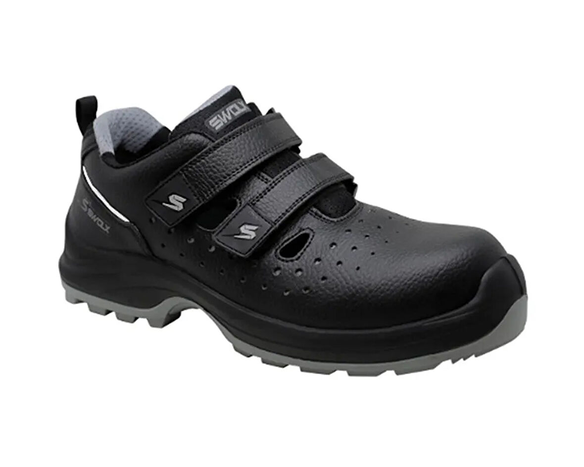 Swolx Duz Cilt Microfiber-S1 Unisex İş Güvenliği Ayakkabısı COMBO-XS-60 Siyah
