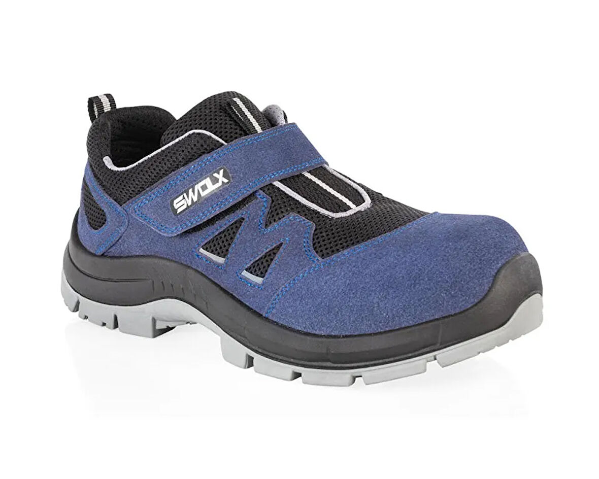 Swolx Suet Deri-S1 Unisex İş Güvenliği Ayakkabısı TRIGON-X-30 Mavi