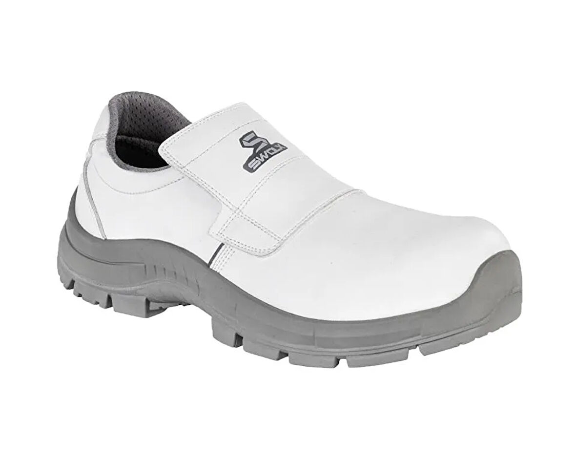 Swolx Cilt Microfiber-S2 Unisex İş Güvenliği Ayakkabısı OIL-X-00 Beyaz