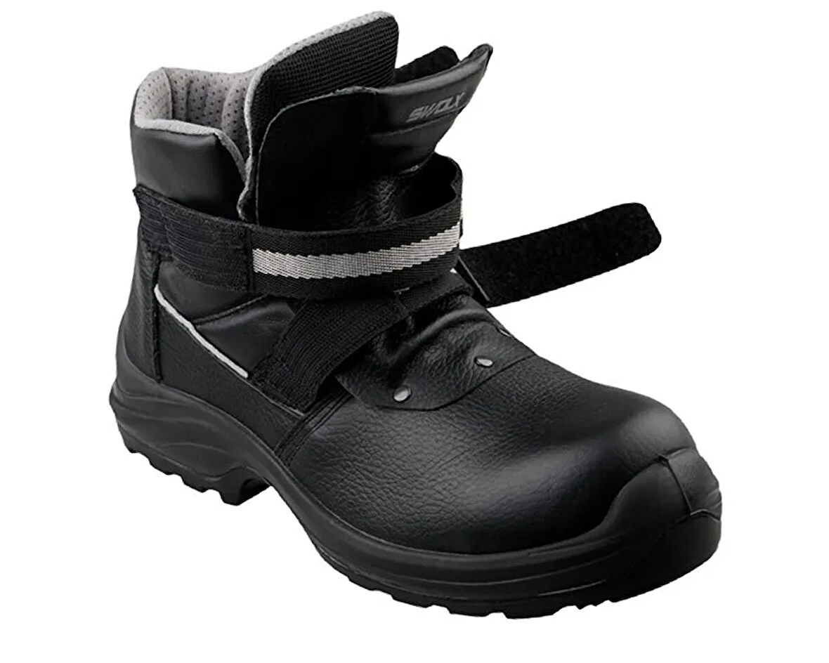 Swolx Baskılı Vidala Deri-S3 Unisex İş Güvenliği Ayakkabısı CLAS-XLK-HRO-10 Siyah
