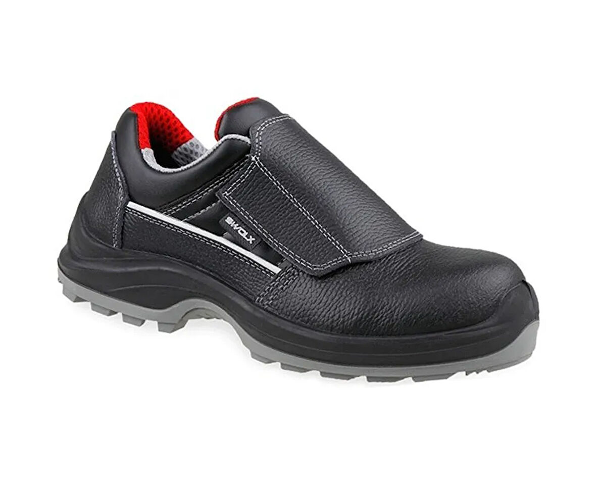 Swolx Baskılı Vidala Deri-S2 Unisex İş Güvenliği Ayakkabısı CLASS-X-10-K Siyah