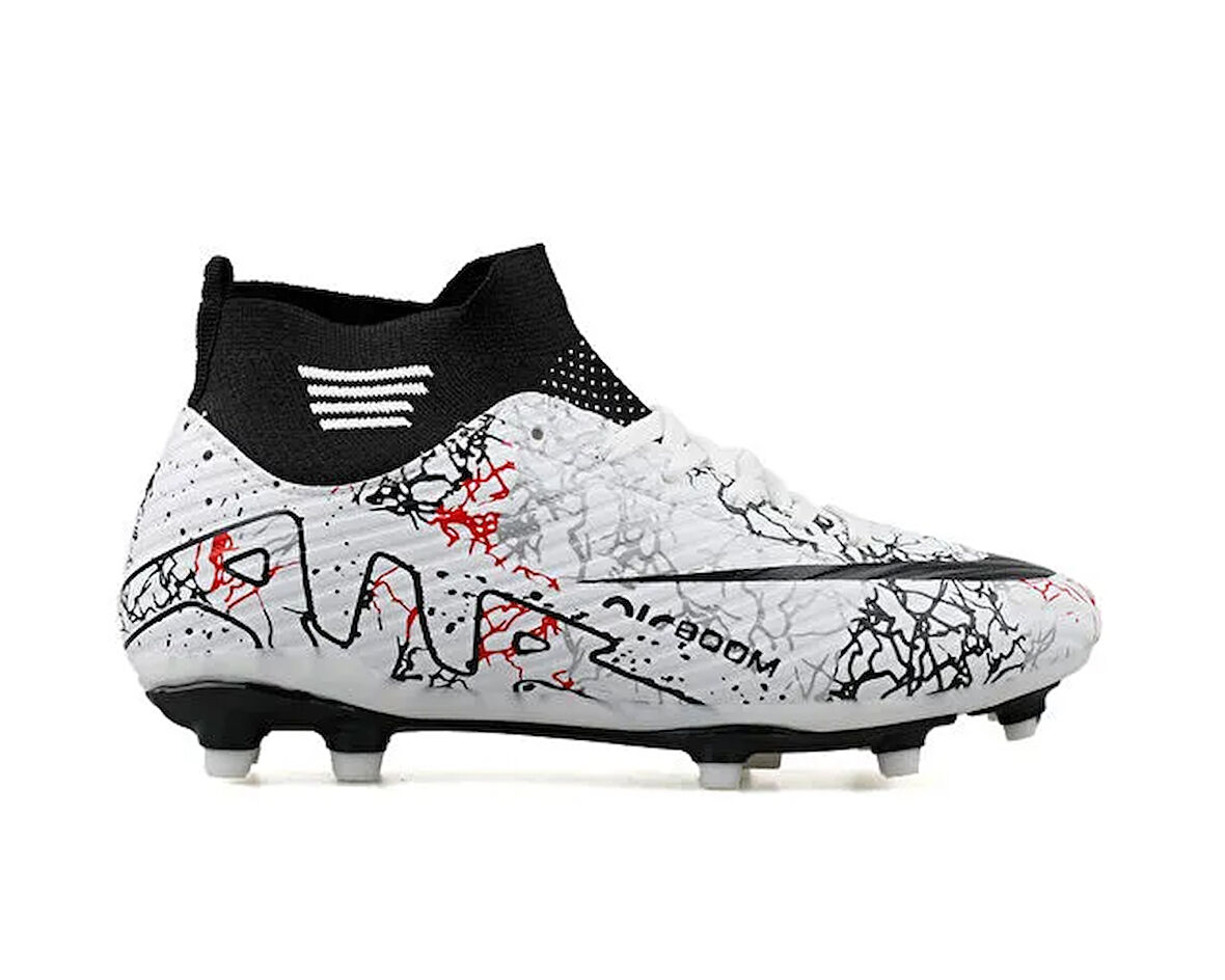 Laliga Genç Çim Zemin Kramponu GKRP-BEYAZ-SIYAH-DESENLI Beyaz