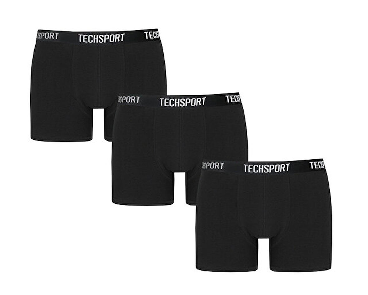 Techsport Boxer Short 3 Pack Erkek Boxer (3'lü) BX3001 Siyah