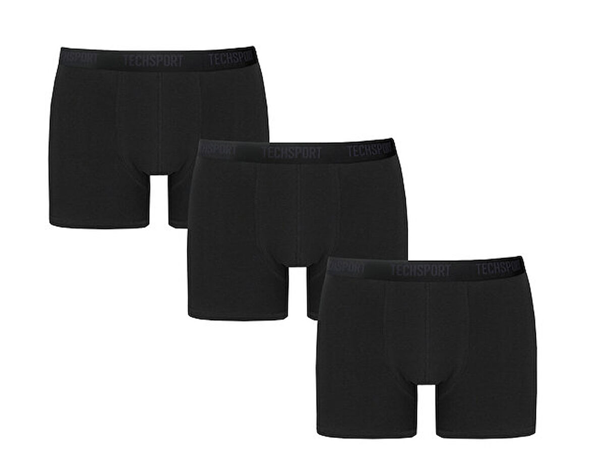 Techsport Boxer Short 3 Pack Erkek Boxer (3'lü) BX3002 Siyah