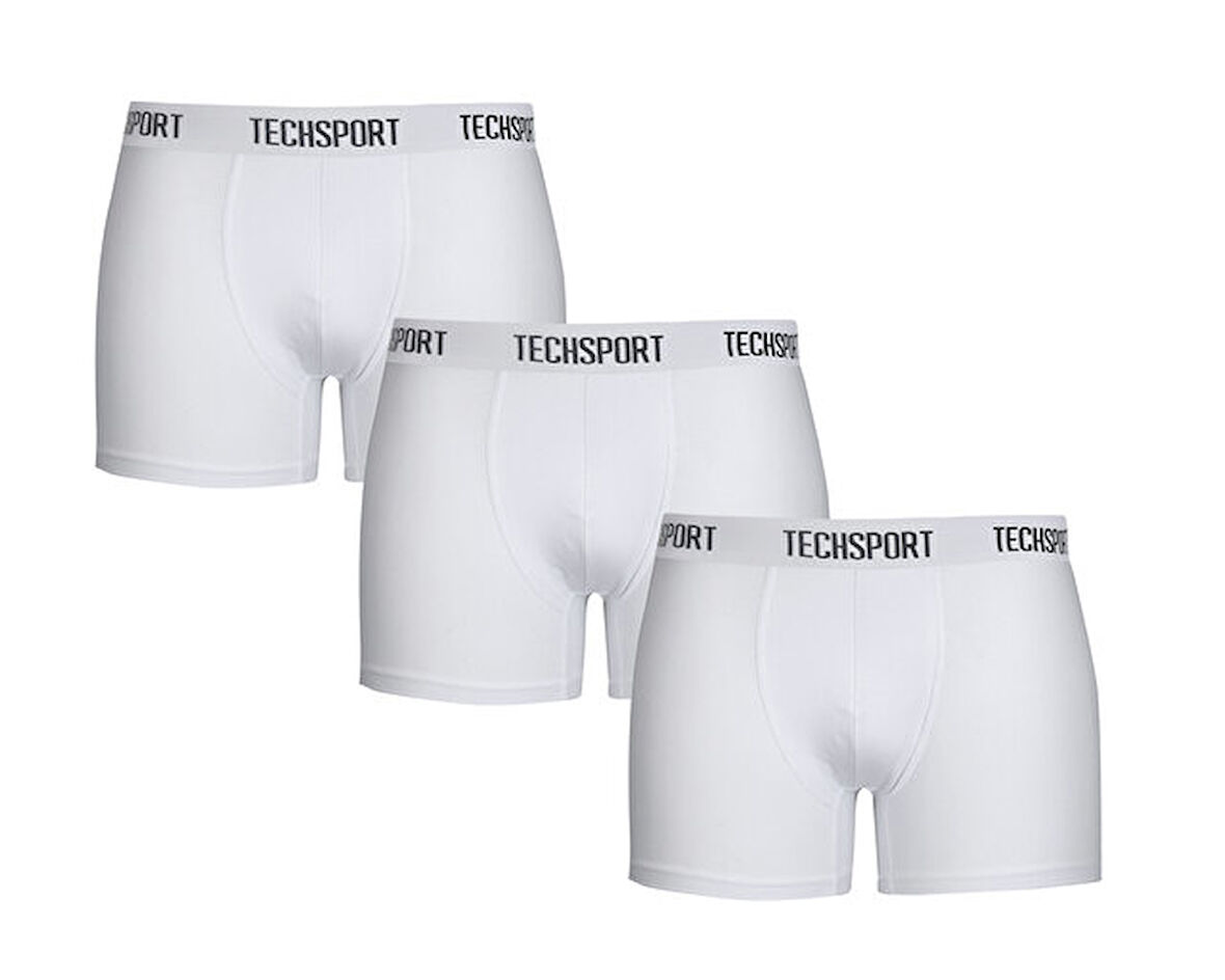 Techsport Boxer Short 3 Pack Erkek Boxer (3'lü) BX3101 Beyaz
