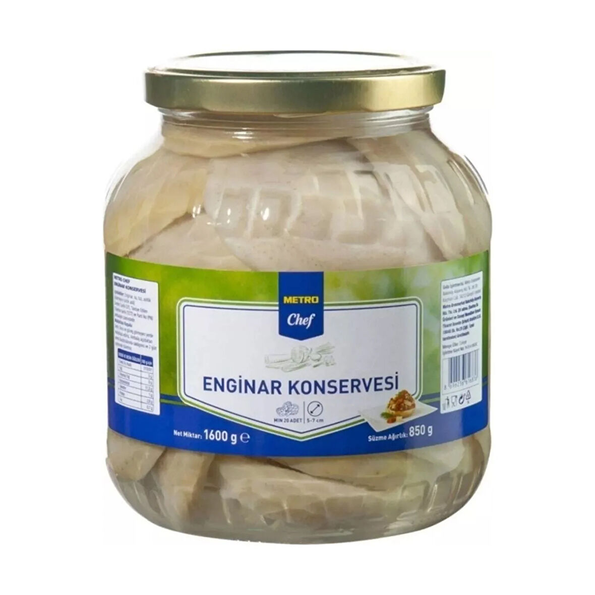 Metro Chef Enginar Konservesi 7-9 Cm - 1.7 ml Net 1600gr Süzme 850gr