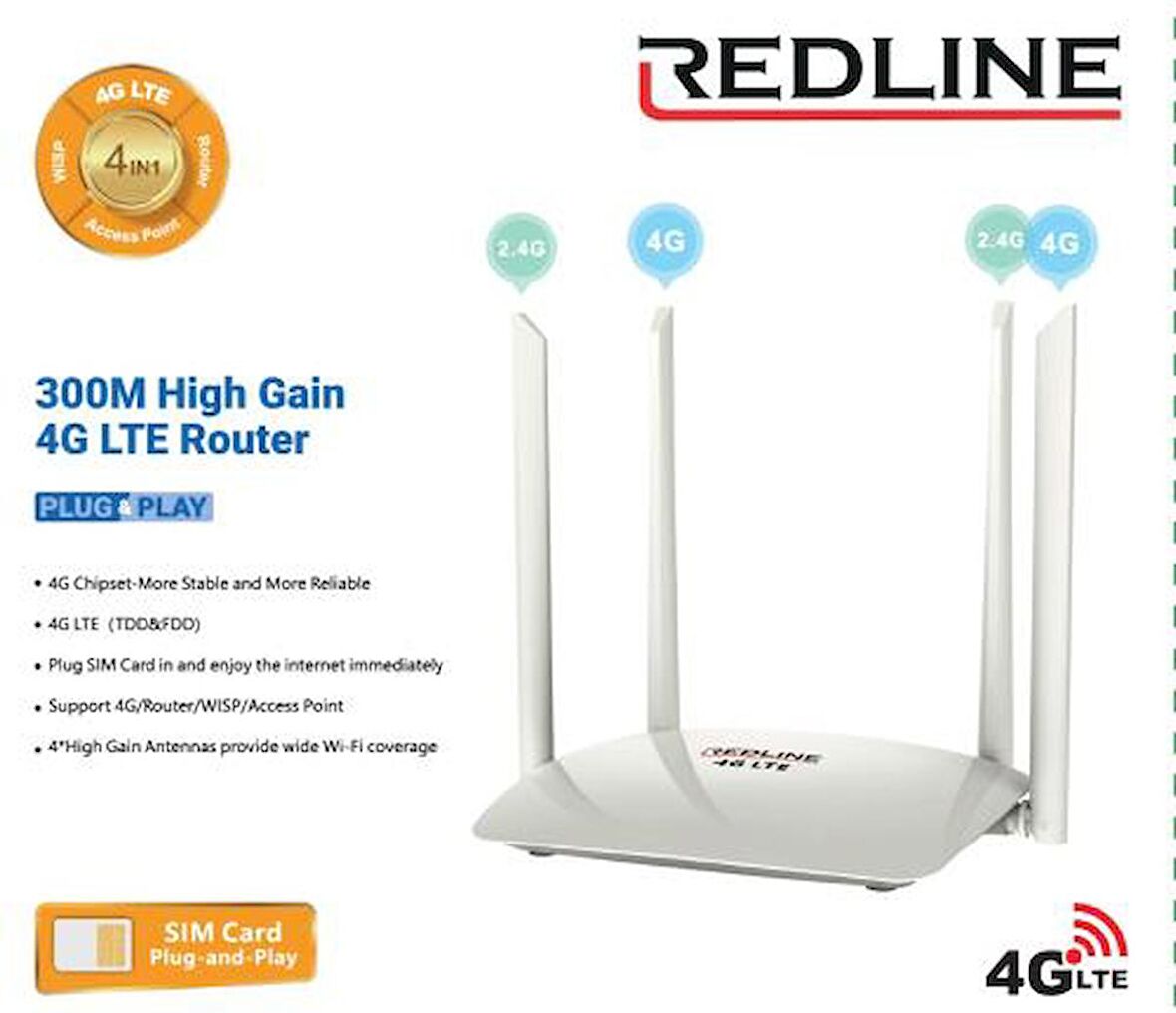 REDLİNE 4G LTE-20 ROUTER SİM KART MODEM