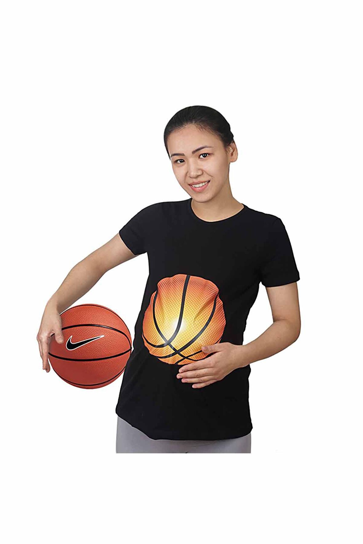 Mummy's Baby Hamile Tişört Basket Siyah