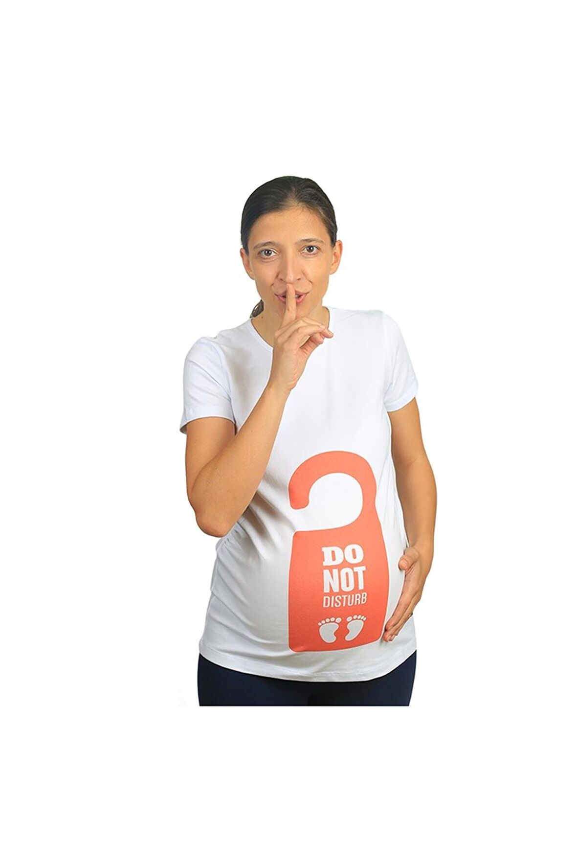 Mummy's Baby Hamile Tişört Do Not Disturb Beyaz