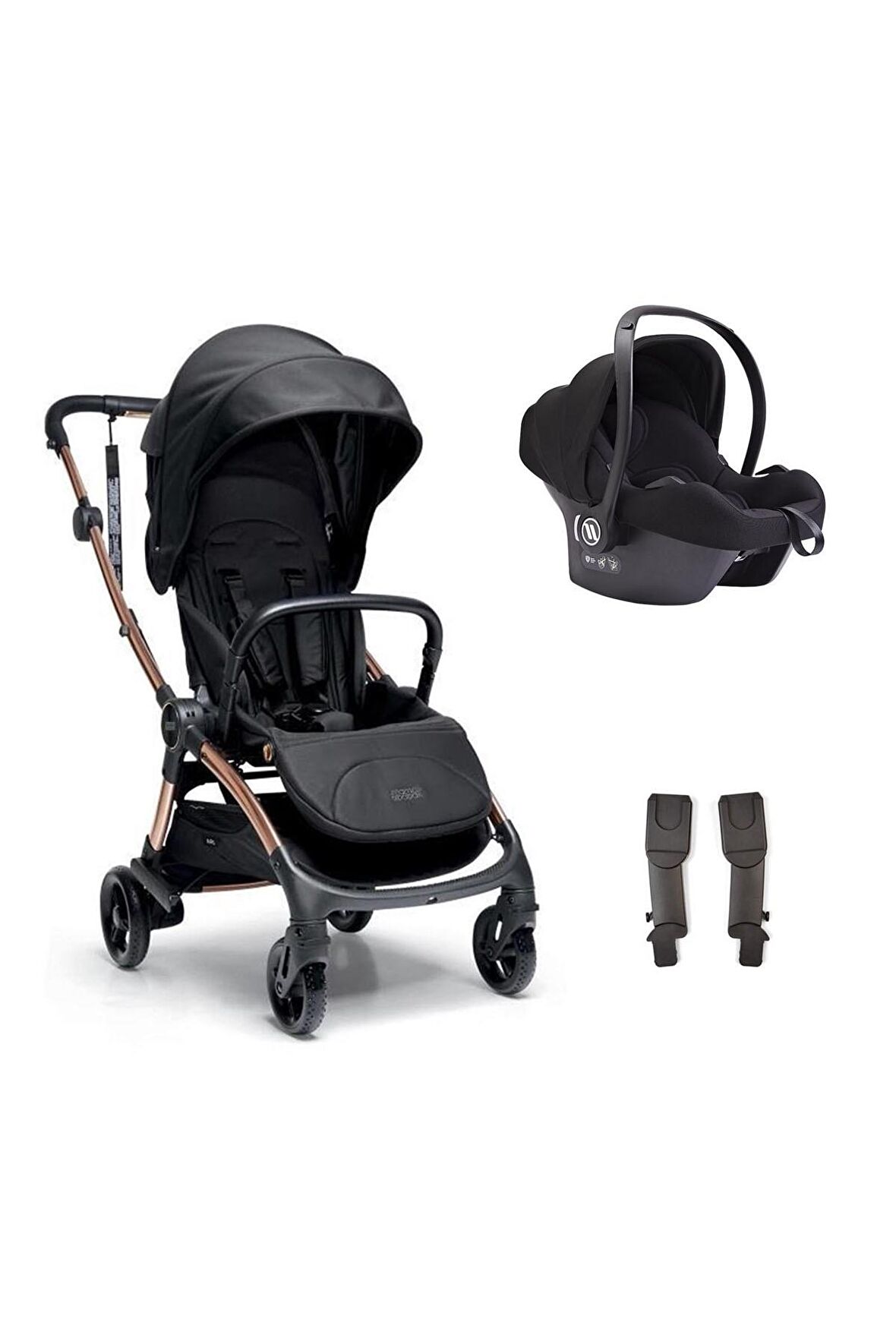 Mamas Papas Airo Cosmo Travel Sistem Bebek Arabası Black Rose Gold Siyah