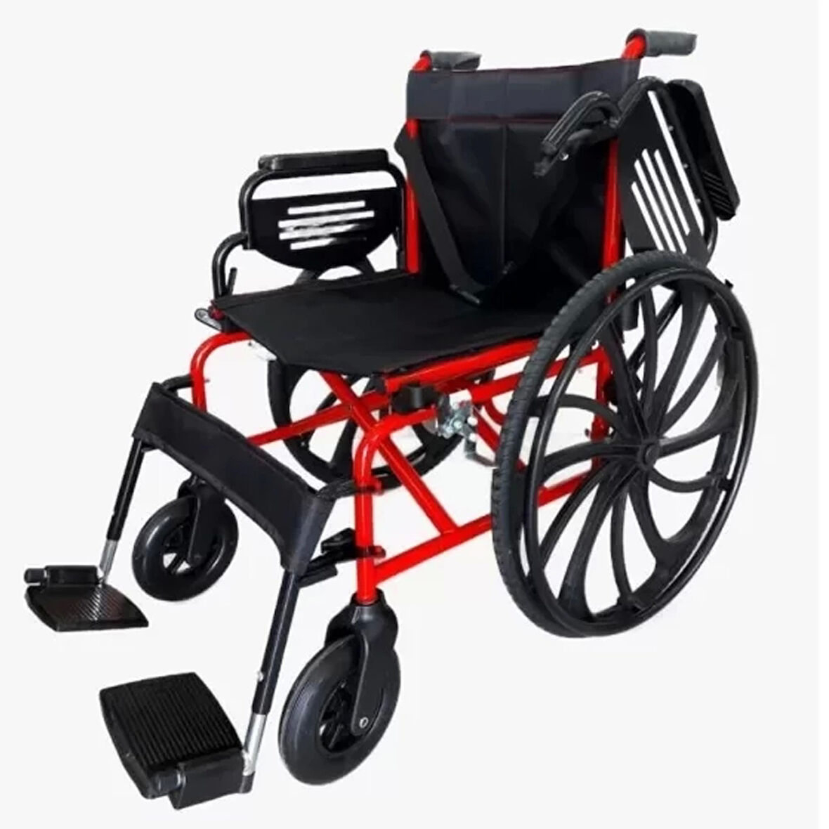 Poylin Standart Manuel Tekerlekli Sandalye | Katlanabilir Çelik Şase, Hareketli Kolçaklı, Antibakteriyel Döşemeli P110Y