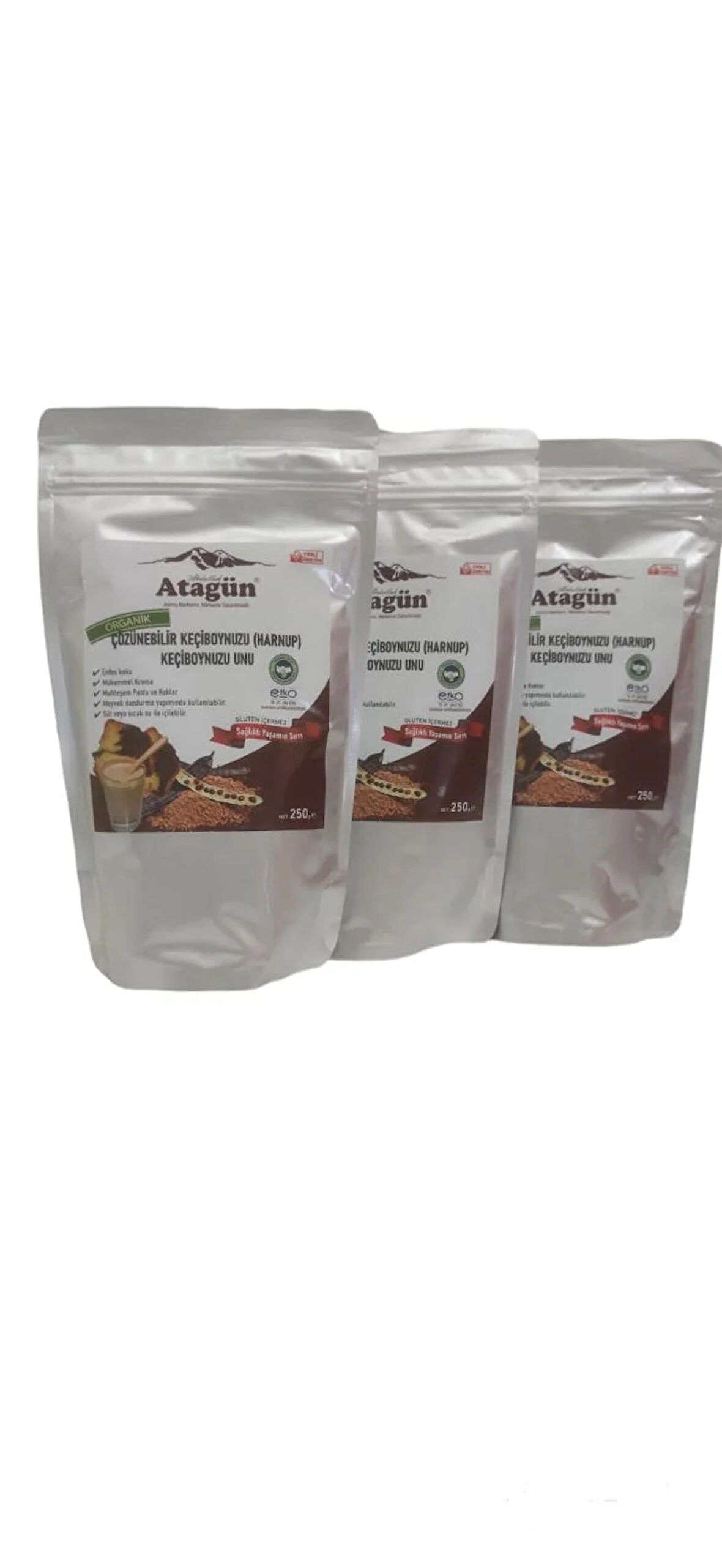 ORGANİK KEÇİBOYNUZU UNU 250 GR. 3'LÜ SET