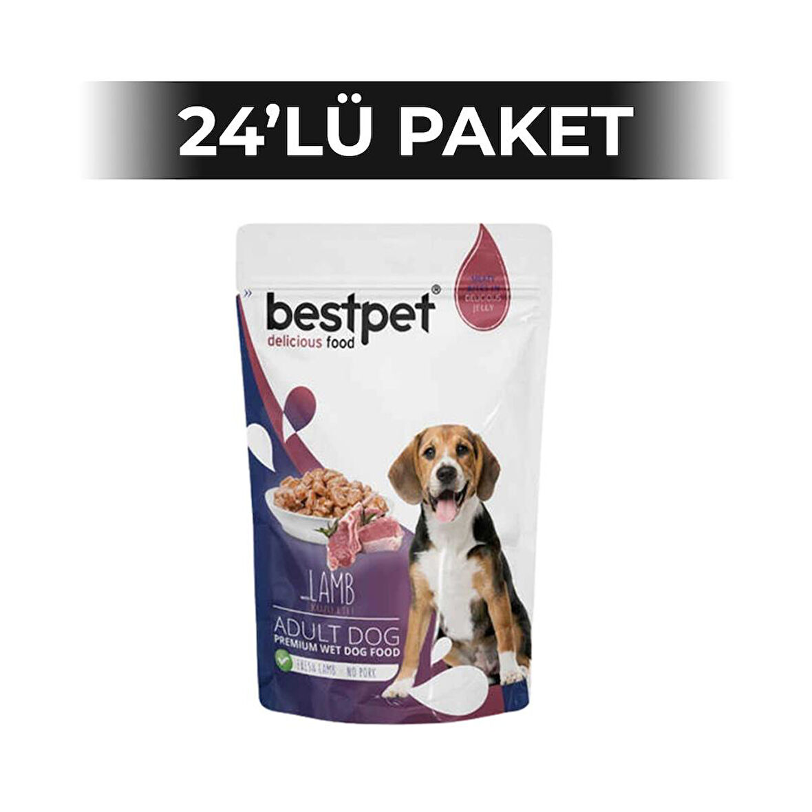 BestPet Pouch Kuzu Etli Yetişkin Köpek Konservesi 100 gr 24 Adet