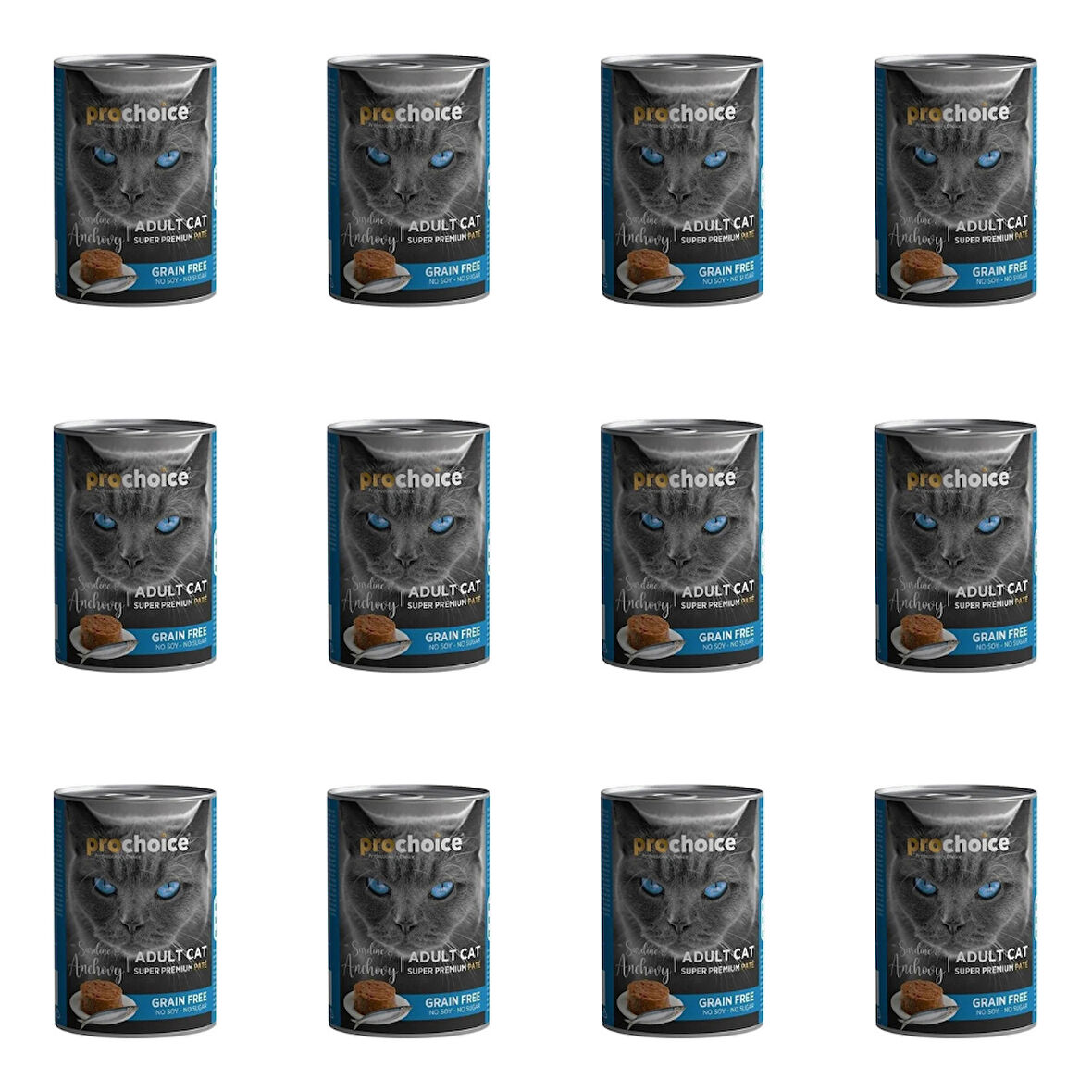 Prochoice Tahılsız Sardalya ve Hamsili Ezme Konserve Kedi Maması 400 Gr (12 Adet)